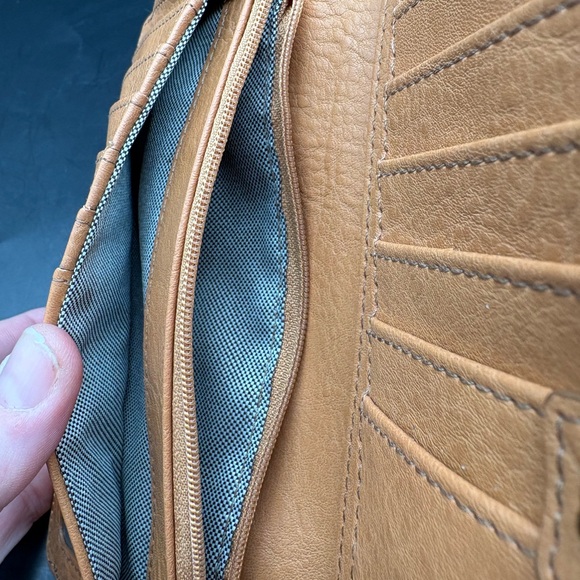 FOSSIL Camel Leather Wallet Liza Slim Bifold Weave Design 7x4 Unused Interior - Picture 5 of 8